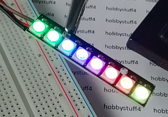 NeoPixel compatible RGB LED stick / strip : 8 RGB LEDs WS2812B 5050
