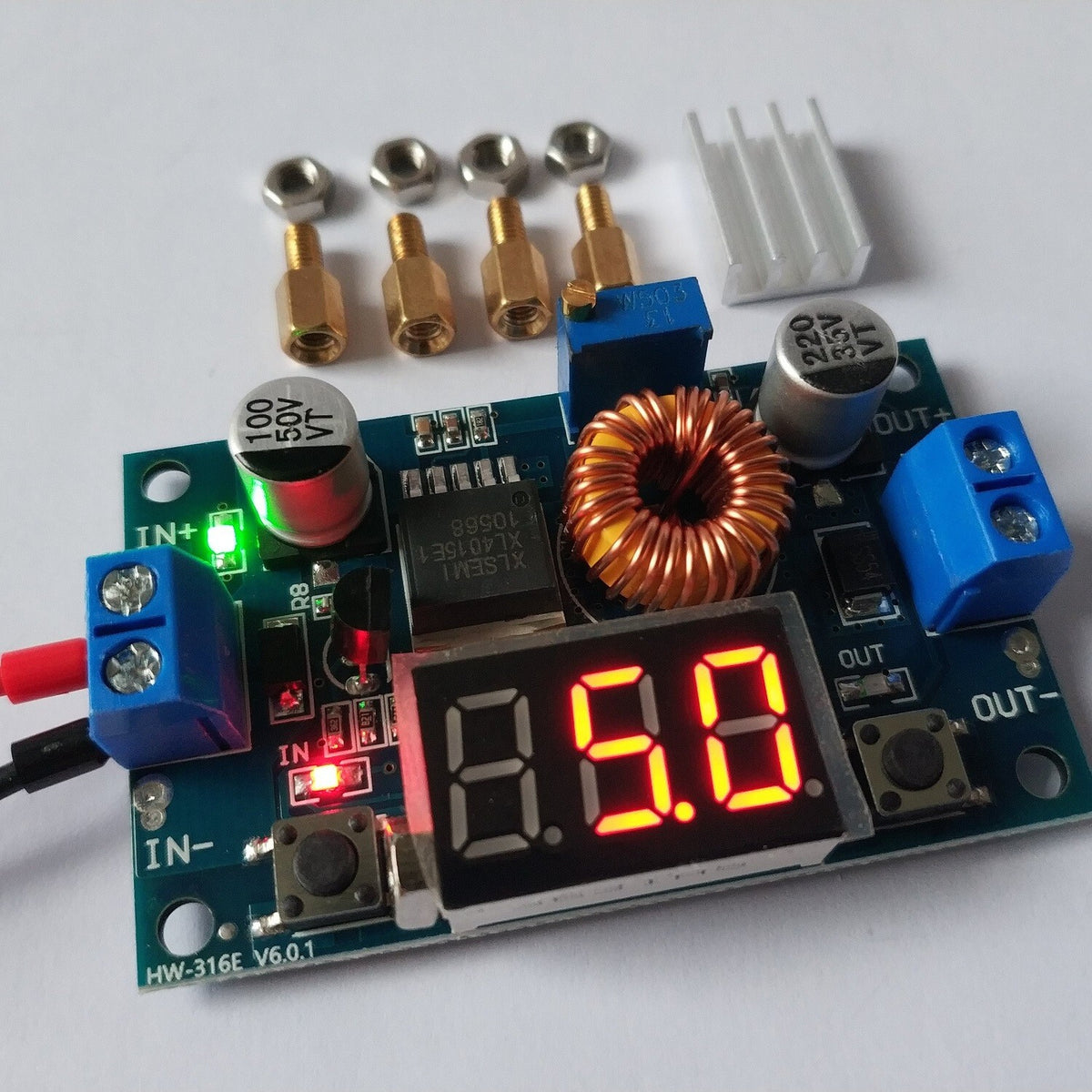 XL4015 5A 75W DC-DC Step Down Buck Converter with LED display PLUS OPTIONAL CASE