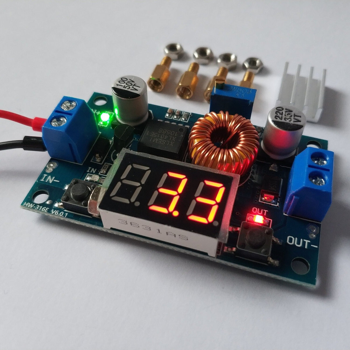 XL4015 5A 75W DC-DC Step Down Buck Converter with LED display PLUS OPTIONAL CASE