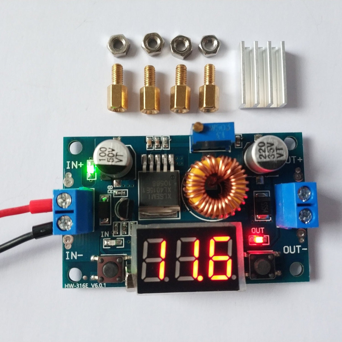 XL4015 5A 75W DC-DC Step Down Buck Converter with LED display PLUS OPTIONAL CASE