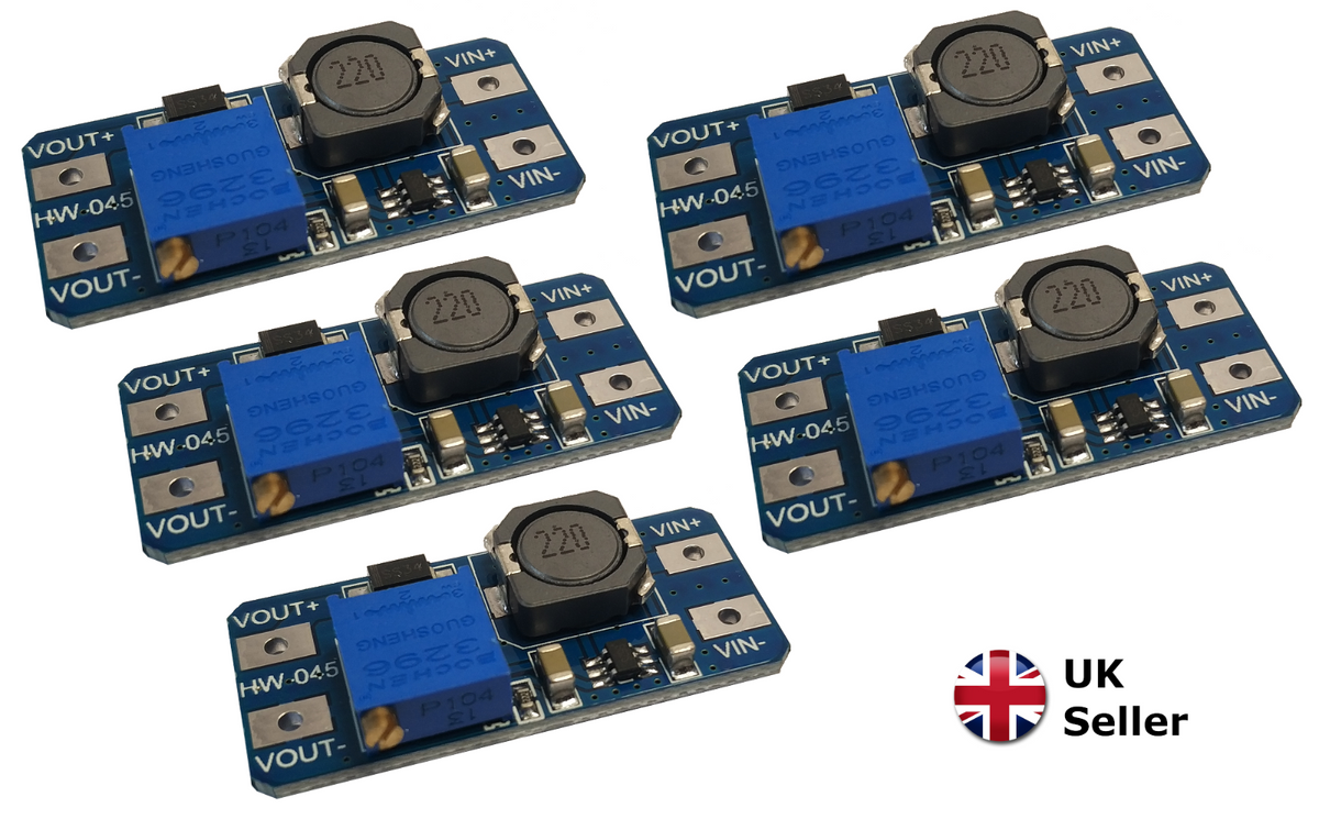 5x MT3608 : 2A DC-DC Step Up 2-24V : Adjustable Converter Boost Module