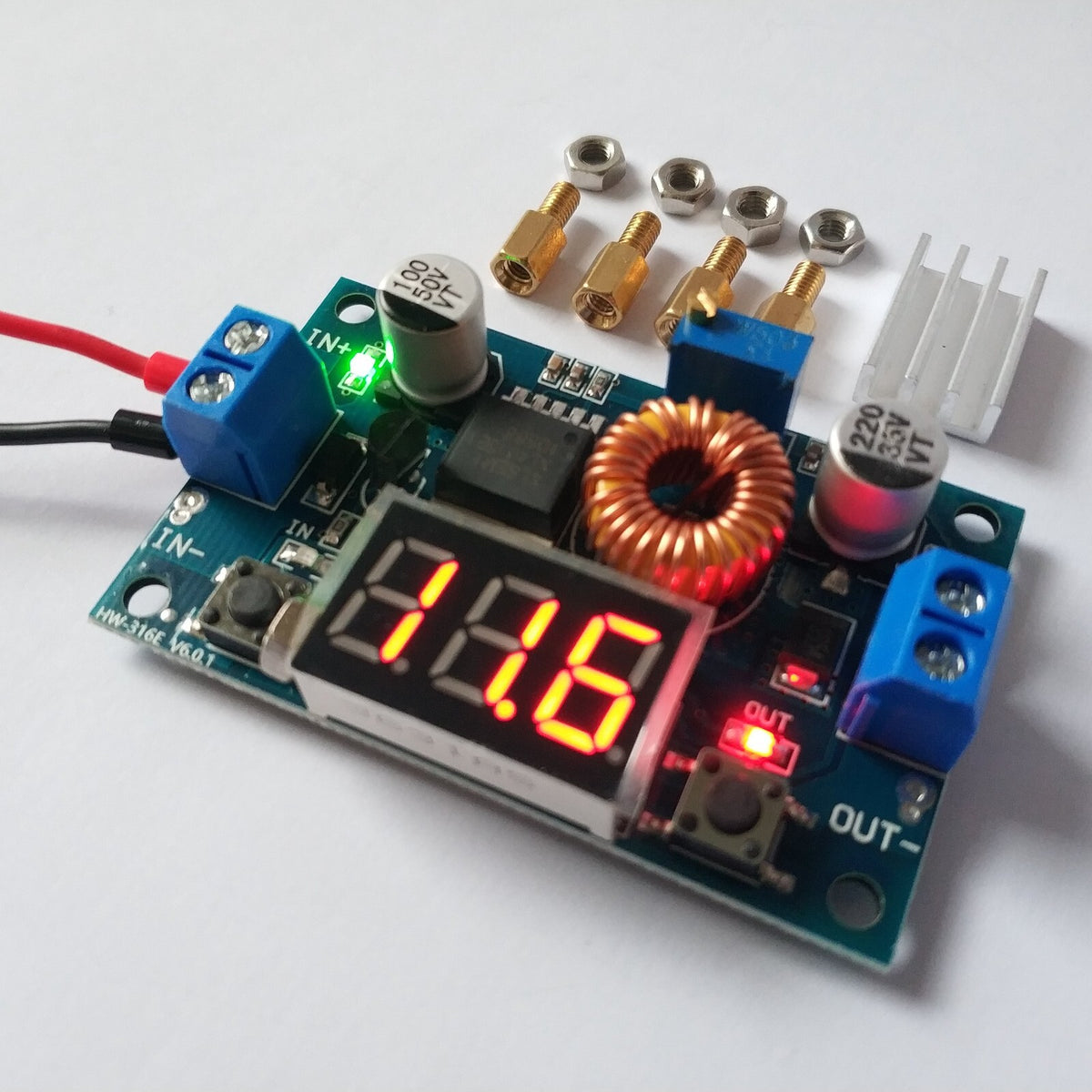 XL4015 5A 75W DC-DC Step Down Buck Converter with LED display PLUS OPTIONAL CASE